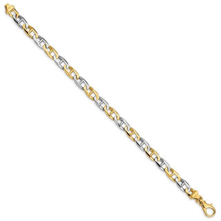 7.25" 14K Two-tone Gold 6.6mm Hand-polished Fancy Anchor Link Bracelet