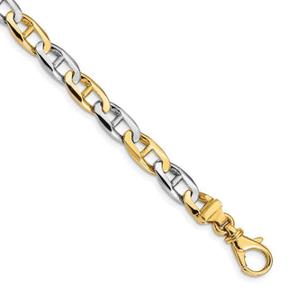 8.25" 14K Two-tone Gold 6.6mm Hand-polished Fancy Anchor Link Bracelet