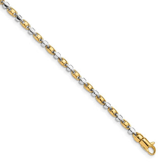 8" 14k Two-tone Gold 2.6mm Hand-polished Fancy Link Bracelet