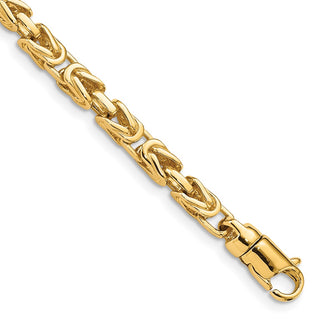 7.5" 14k Yellow Gold 4.1mm Hand-polished Byzantine Link Bracelet