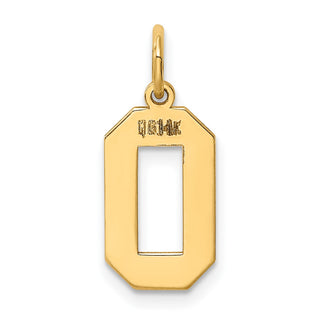 14k Yellow Gold Medium Polished Number 0 Charm