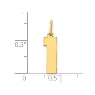 14k Yellow Gold Medium Polished Number 1 Charm