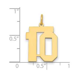 14k Yellow Gold Medium Polished Number 10 Charm LM10