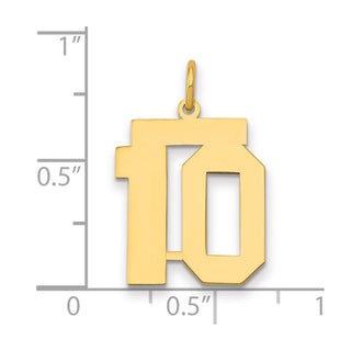 14k Yellow Gold Medium Polished Number 10 Charm LM10