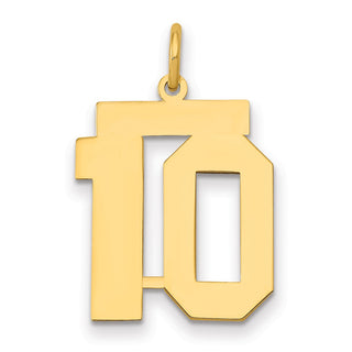 14k Yellow Gold Medium Polished Number 10 Charm LM10