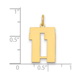 14k Yellow Gold Medium Polished Number 11 Charm LM11