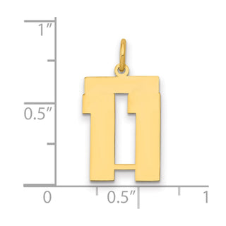 14k Yellow Gold Medium Polished Number 11 Charm LM11