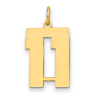 14k Yellow Gold Medium Polished Number 11 Charm LM11