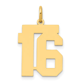 14k Yellow Gold Medium Polished Number 16 Charm LM16
