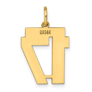 14k Yellow Gold Medium Polished Number 17 Charm LM17