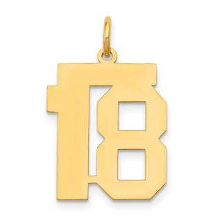 14k Yellow Gold Medium Polished Number 18 Charm LM18