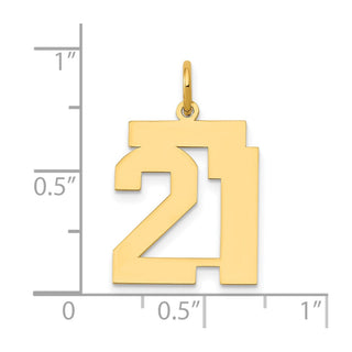 14k Yellow Gold Medium Polished Number 21 Charm LM21