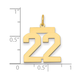14k Yellow Gold Medium Polished Number 22 Charm LM22