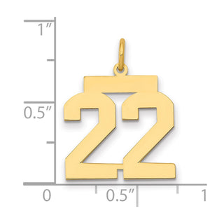 14k Yellow Gold Medium Polished Number 22 Charm LM22