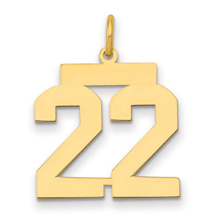 14k Yellow Gold Medium Polished Number 22 Charm LM22