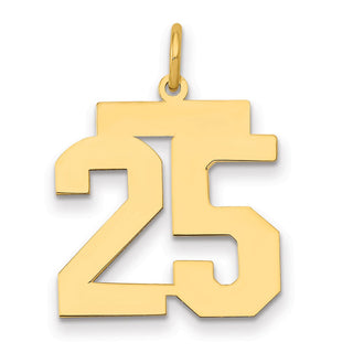 14k Yellow Gold Medium Polished Number 25 Charm LM25