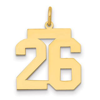 14k Yellow Gold Medium Polished Number 26 Charm LM26