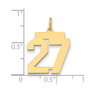 14k Yellow Gold Medium Polished Number 27 Charm LM27
