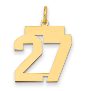14k Yellow Gold Medium Polished Number 27 Charm LM27