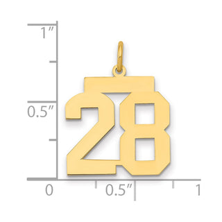 14k Yellow Gold Medium Polished Number 28 Charm LM28