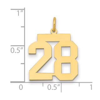 14k Yellow Gold Medium Polished Number 28 Charm LM28