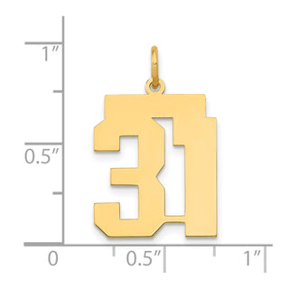 14k Yellow Gold Medium Polished Number 31 Charm LM31