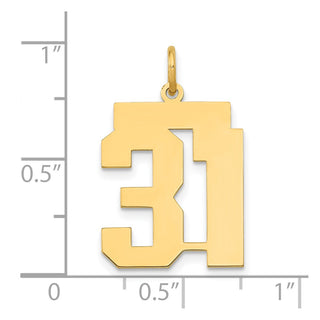 14k Yellow Gold Medium Polished Number 31 Charm LM31