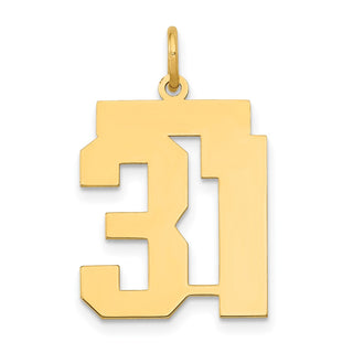14k Yellow Gold Medium Polished Number 31 Charm LM31