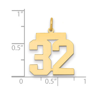 14k Yellow Gold Medium Polished Number 32 Charm LM32