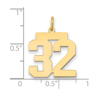 14k Yellow Gold Medium Polished Number 32 Charm LM32