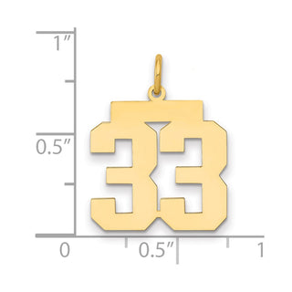14k Yellow Gold Medium Polished Number 33 Charm LM33
