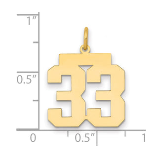 14k Yellow Gold Medium Polished Number 33 Charm LM33