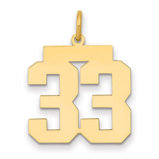 14k Yellow Gold Medium Polished Number 33 Charm LM33