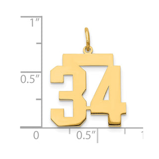 14k Yellow Gold Medium Polished Number 34 Charm LM34