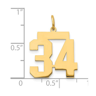 14k Yellow Gold Medium Polished Number 34 Charm LM34