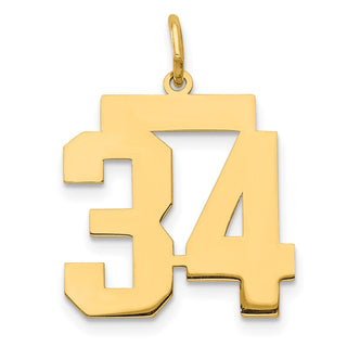 14k Yellow Gold Medium Polished Number 34 Charm LM34