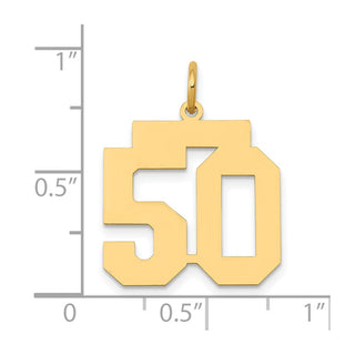 14k Yellow Gold Medium Polished Number 50 Charm LM50