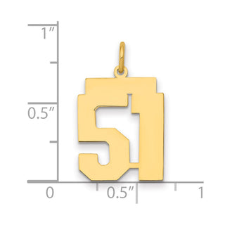 14k Yellow Gold Medium Polished Number 51 Charm LM51