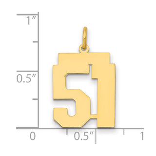 14k Yellow Gold Medium Polished Number 51 Charm LM51