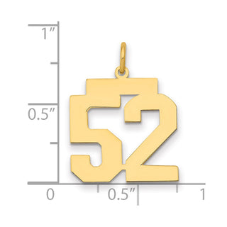 14k Yellow Gold Medium Polished Number 52 Charm LM52