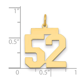 14k Yellow Gold Medium Polished Number 52 Charm LM52