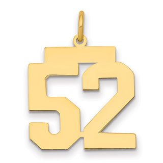 14k Yellow Gold Medium Polished Number 52 Charm LM52