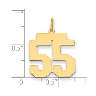 14k Yellow Gold Medium Polished Number 55 Charm LM55
