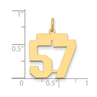 14k Yellow Gold Medium Polished Number 57 Charm LM57
