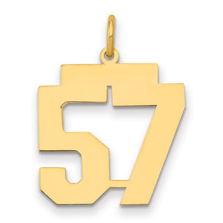 14k Yellow Gold Medium Polished Number 57 Charm LM57