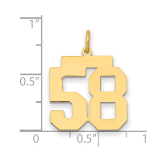 14k Yellow Gold Medium Polished Number 58 Charm LM58