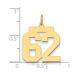 14k Yellow Gold Medium Polished Number 62 Charm LM62