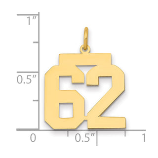 14k Yellow Gold Medium Polished Number 62 Charm LM62