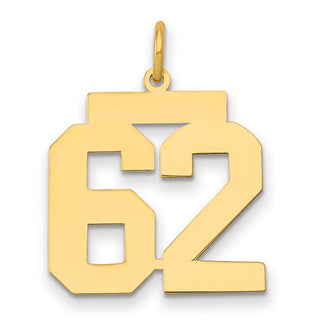 14k Yellow Gold Medium Polished Number 62 Charm LM62
