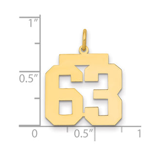 14k Yellow Gold Medium Polished Number 63 Charm LM63